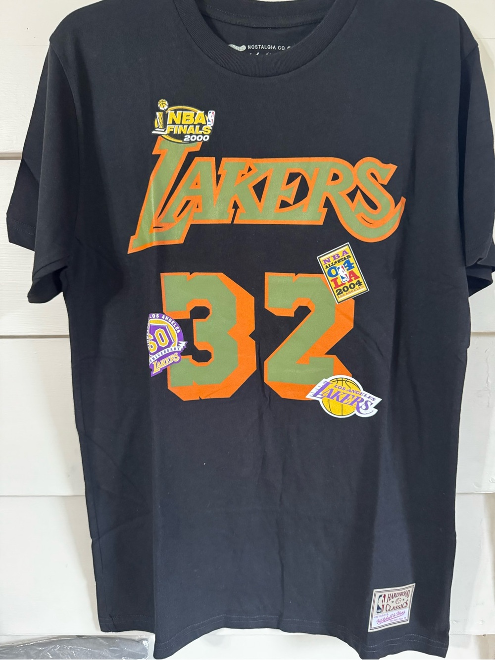Nostalgia Lakers 32 Black Team Logo T-Shirt